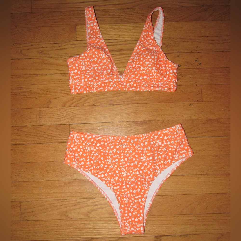 Orange Floral Swimsuit
